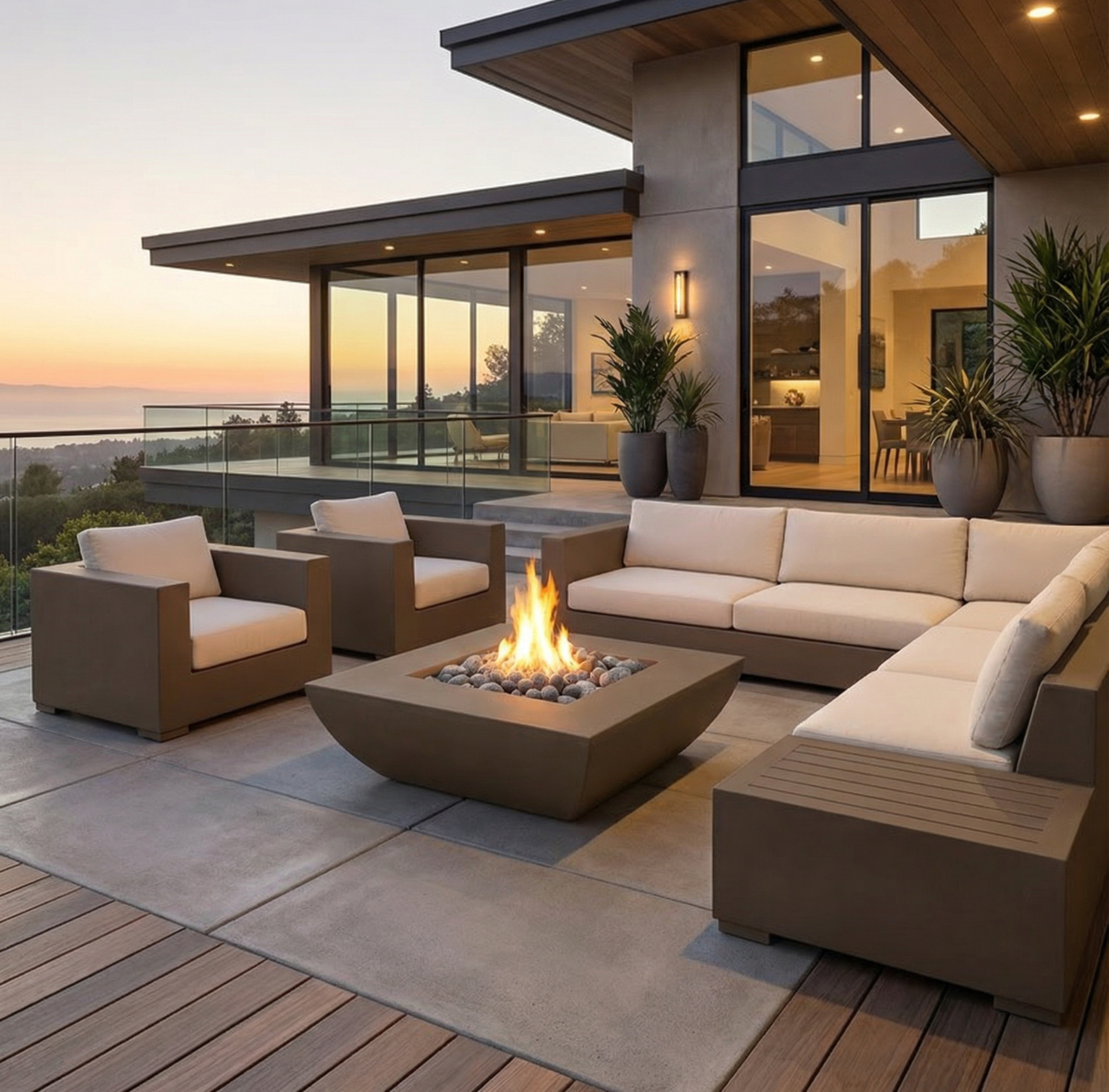 Avalon Fire Pit Wide Ledge (GFRC) Photo (1)